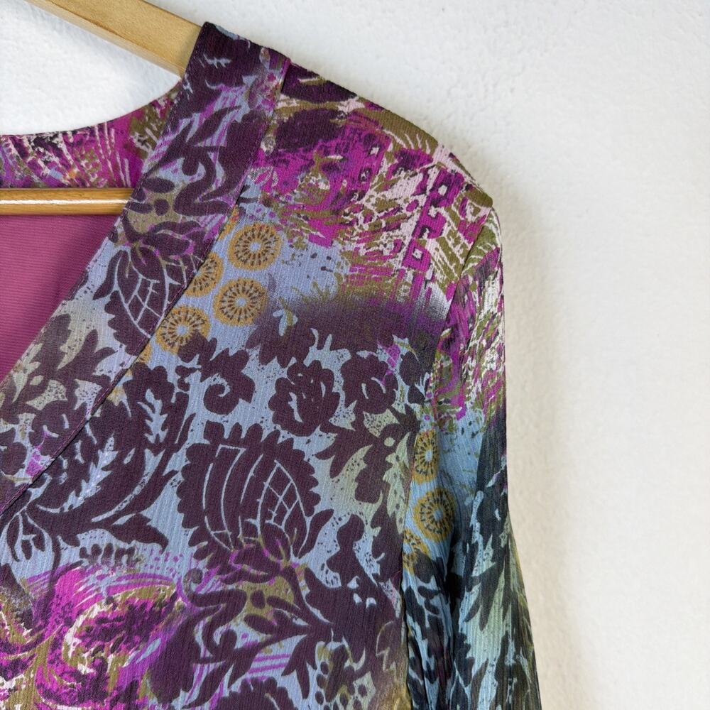 Coldwater Creek womens large 100% silk lined bohemian feminine whimsygoth blouse - Picture 6 of 12